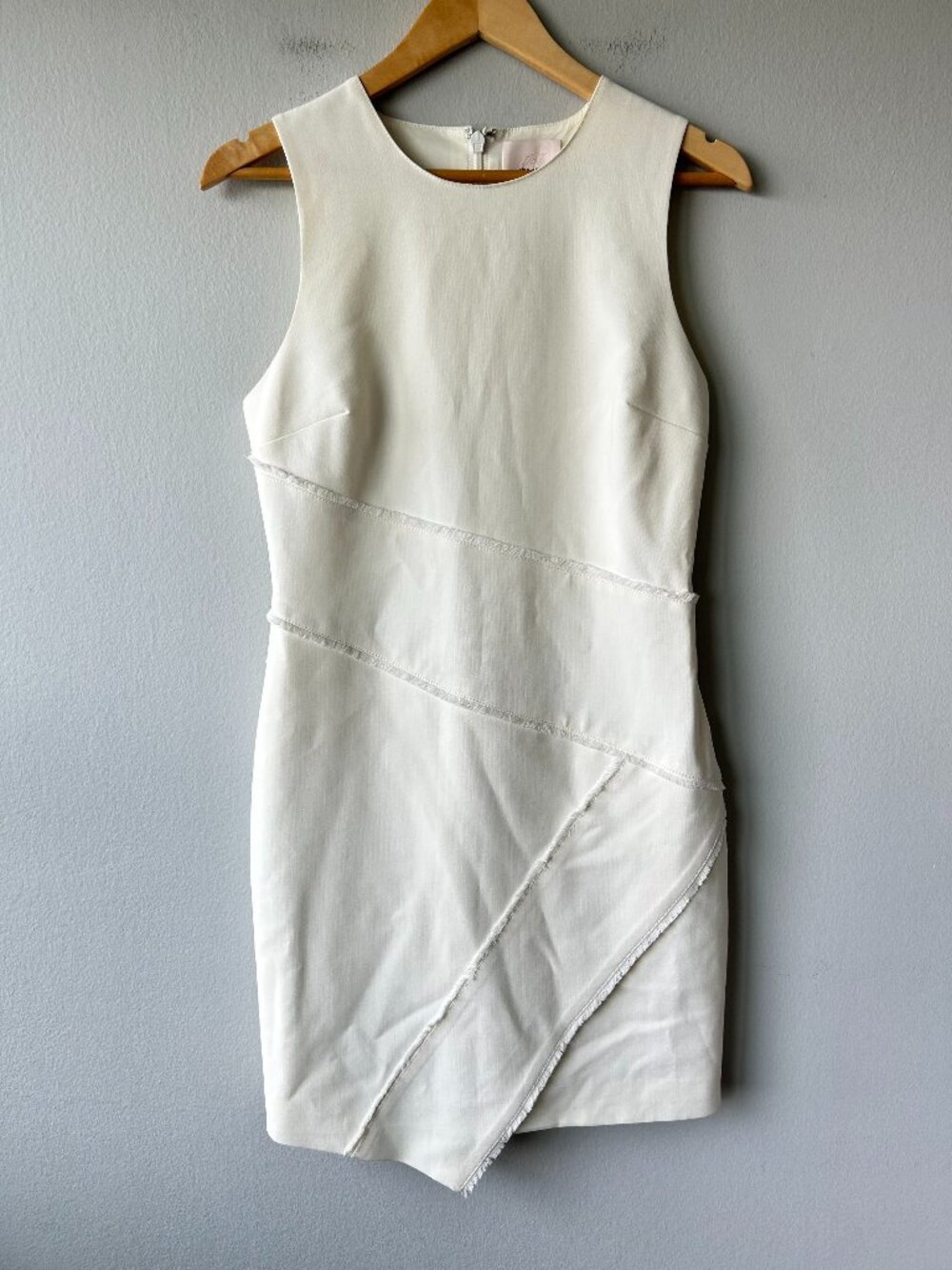 Cinq à Sept Josie Asymmetrical Frayed Mini Dress Ivory Size 10